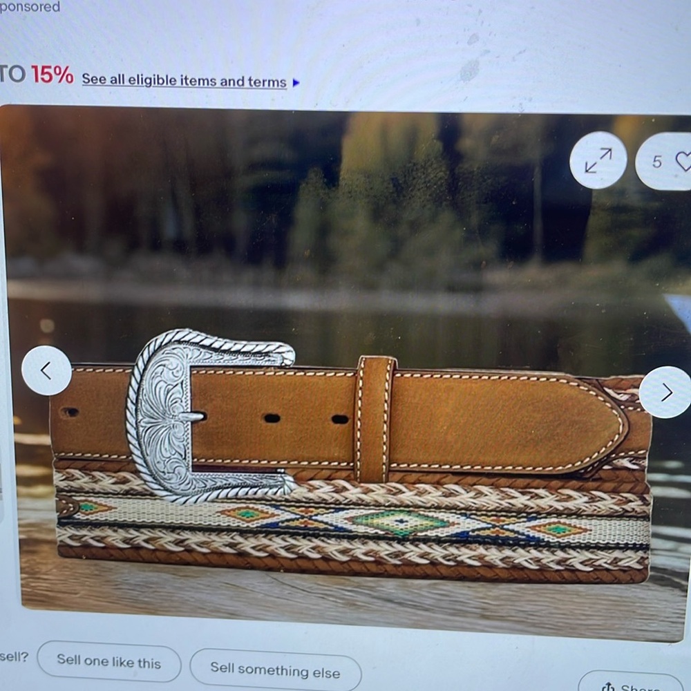 Tony Lama Aged Bark Badlands Leather Belt Size 38